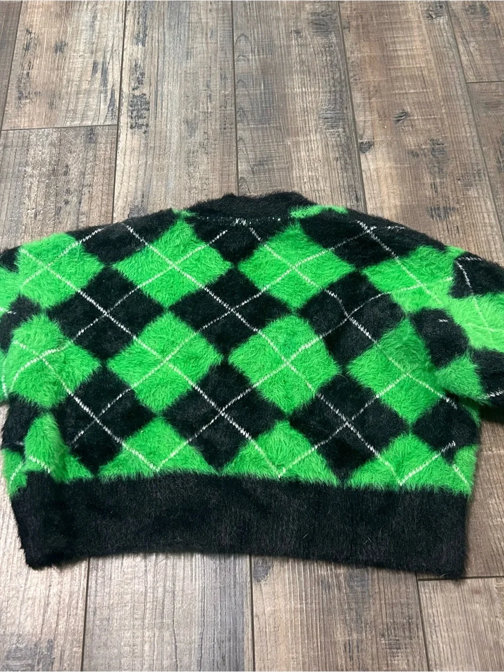 Wicked X Justice Cardigan Sweater Elphaba Green Fuzzy Size XS 5/6